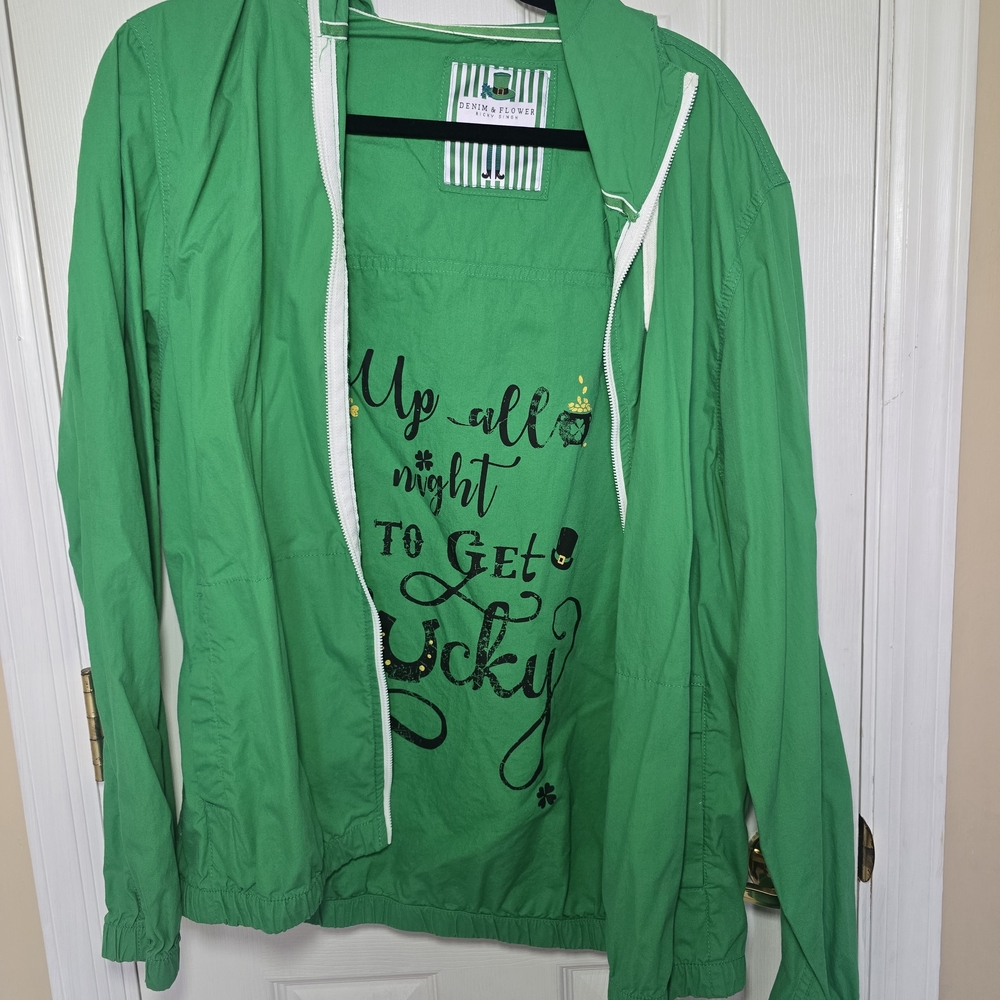 Denim & Flower Green Graphic Hoodie
